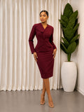 The Asymmetric Lapel Corporate Midi Dress