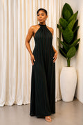 The Emerald Striped Halter Maxi Dress