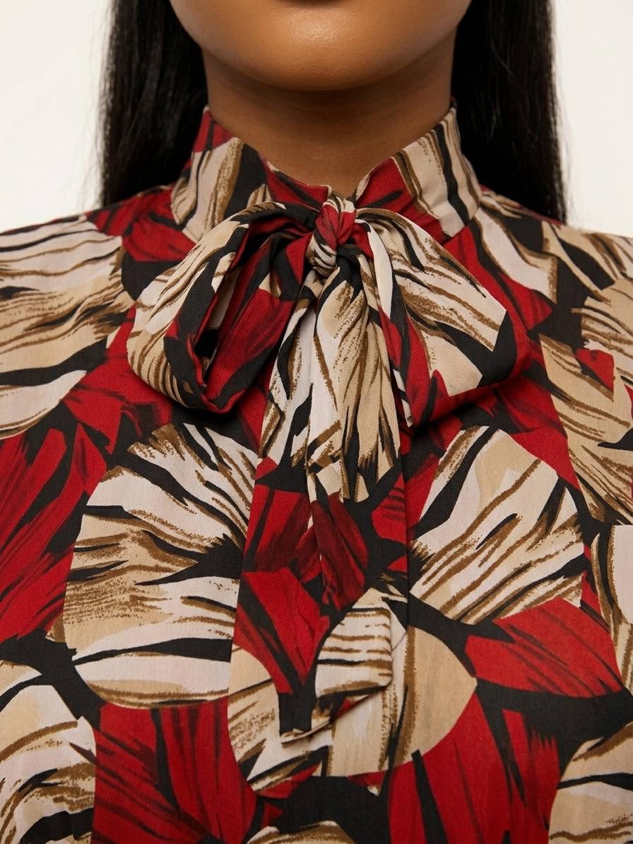 The Printed High-Neck Blouse & Tulle Skirt Set