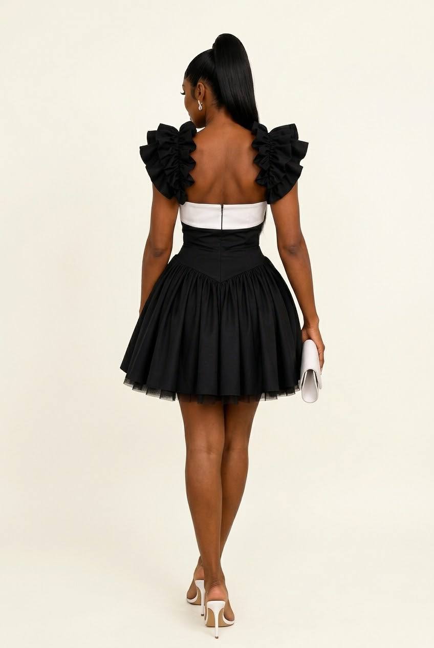 Priscy Ruffle Party Mini Dres