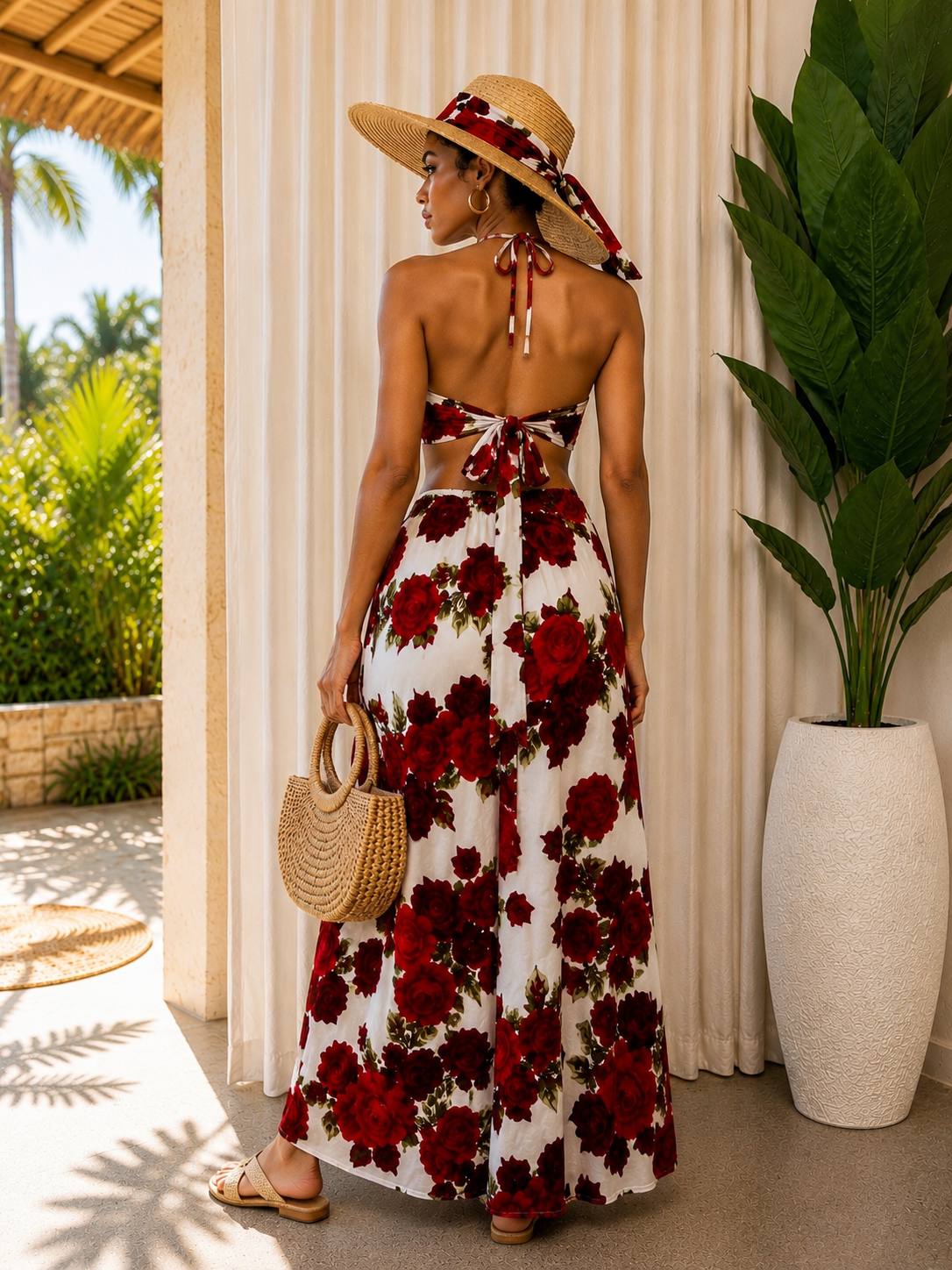 The Floral Cutout Strapless Maxi Dress